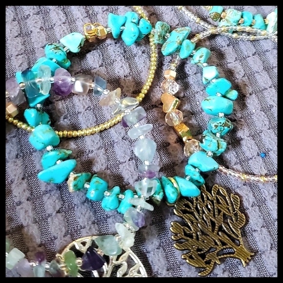 Turquoise Chunky Tree of Life Charm Bracelet - Picture 3 of 6